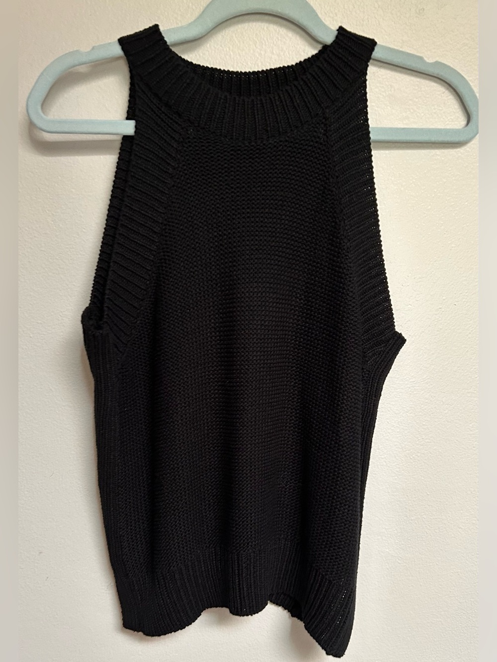 Nitrogen Black Heavy Knit Sleeveless Halter Sweater Top - Size L